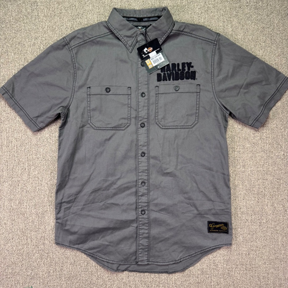 NWT Harley-Davidson Screamin' Eagle Shirt Men's Medium Grey Embroidered Logo